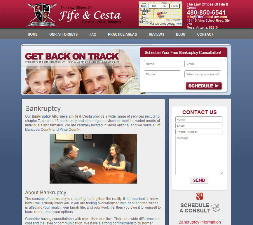 Fife Cesta Bankruptcy Attorneys Website Mesa Arizona