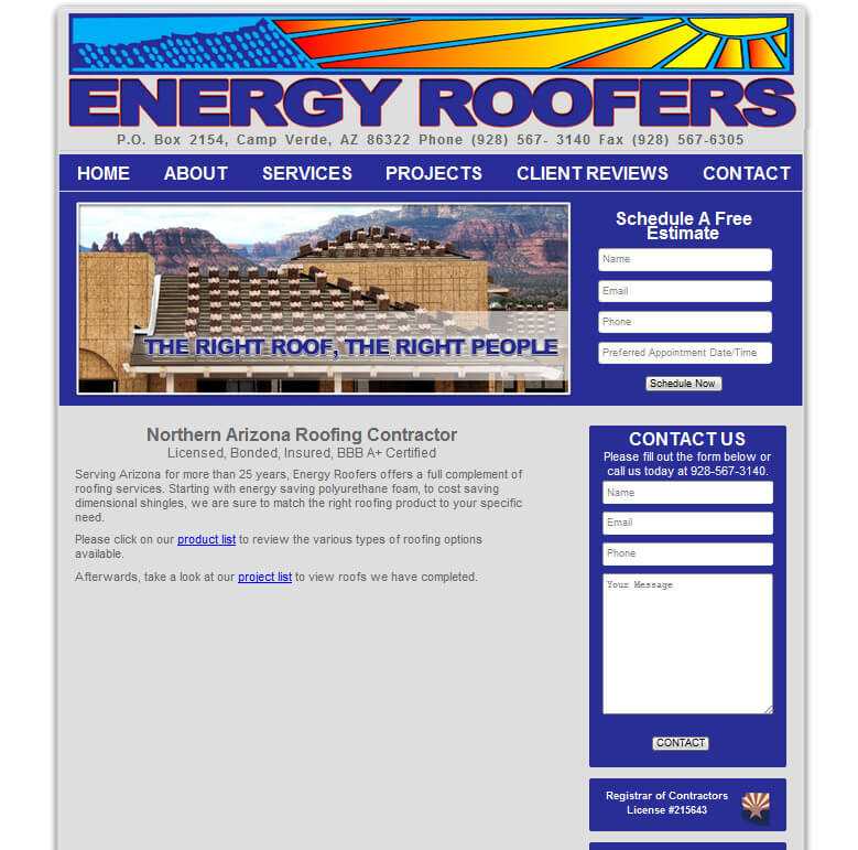 Energy Roofers Webdesign Camp Verde