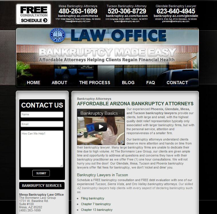 Mesa Arizona Bankruptcy Lawyer Website and SEO
